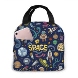 Insulated Lunch Bag Thermal Hand Drawn Cartoon Space Pattern